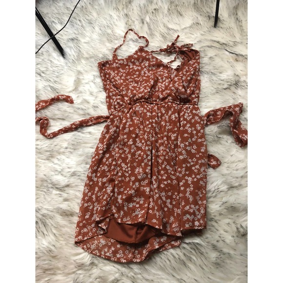 Daytrip Floral Print Sleeveless Orange & White Mini Dress Small - Picture 11 of 13